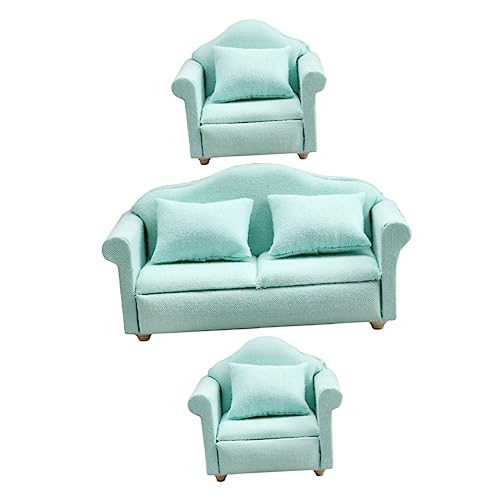 ERINGOGO 1Satz Puppenhaus Sofa Puppenmöbel mit Sofa und Stühlen Tiefgrünem für Mini House Dekoration Langlebig und Realistisch Geschenkidee von ERINGOGO