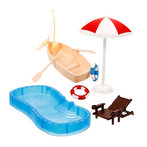ERINGOGO 1Satz Puppenhaus Zubehör mit Lounge Stuhl und Boot Deko für Mini Landschaften Sicheres Material für Kreative Sommer Szenen Fotografie von ERINGOGO