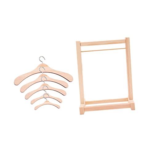 ERINGOGO 1Satz Puppenkleider Hänger Set Teiliges Holz Kleiderständer Set für Puppen Langlebig und Praktisch für Puppenkleidung für Puppenstubenmöbel und Aufbewahrung von ERINGOGO