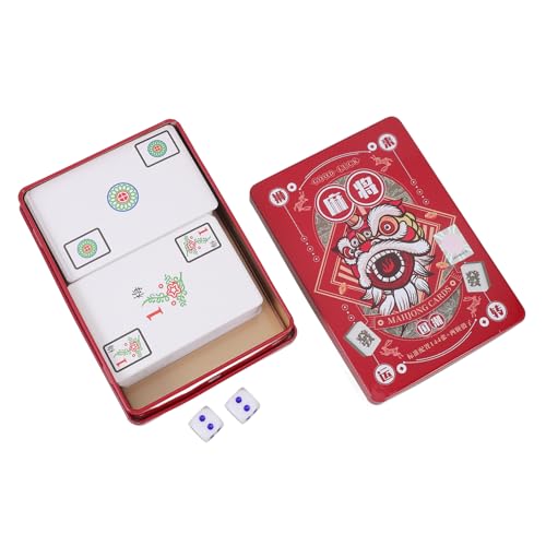 ERINGOGO Tragbares Mahjong Kartenspiel Mit Karten Und Würfeln Für Reisen Partys Und Freizeitaktivitäten Robuste Und Leichte Spielkarten Für Stundenlangen Spaß von ERINGOGO