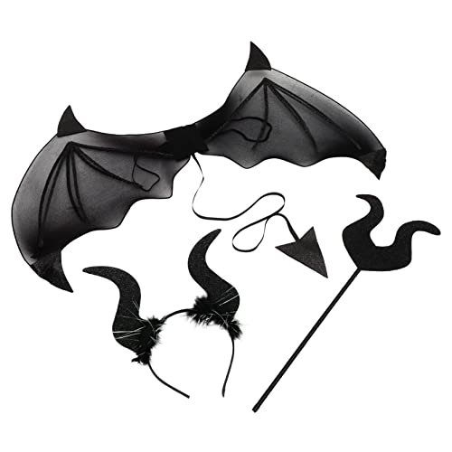 ERINGOGO 1Satz Teufel Kostüm Set für Halloween Teiliges Set mit Teufelshorn Stirnband und Requisiten Accessoires für Kostümpartys Rollenspiele und Bühnenaufführungen Exquisites von ERINGOGO