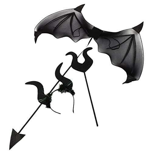 ERINGOGO 1Satz Teufel Kostümzubehör Set mit Haarband Teufelsflügeln und Teufelshörnern für Halloween Dekoration und Kostümparty für Cosplay und Gruselige Feiern von ERINGOGO