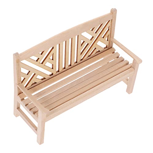 ERINGOGO 1pc Mini Bench Spielzeug Mini 1:12 Puppenhaus Möbel Szene Modell Holz Doppel Stuhl Zubehör von ERINGOGO
