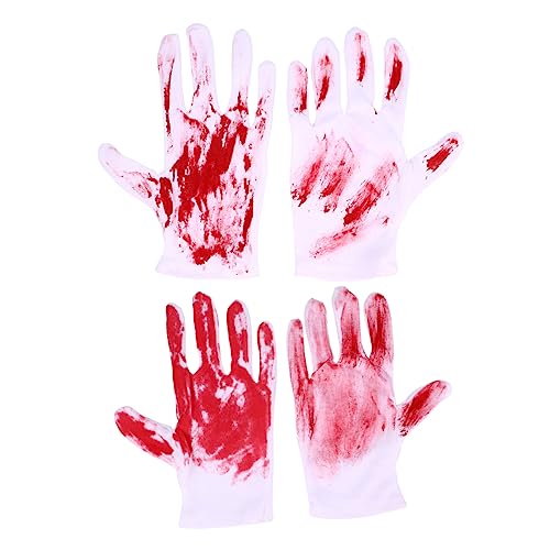 ERINGOGO 2 Paar weiße Bluthandschuhe gruselige blutige Handschuhe Pfotenhandschuhe Vampir-Kostüm Halloween Horror Halloween grusel Decor blutiges Handschuhdekor Halloween- Vinyl rot von ERINGOGO