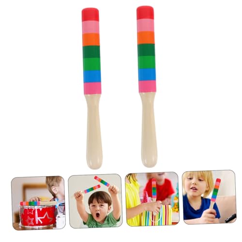 ERINGOGO 2 Paare Holz Rhythmusstöcke Percussion Instrumente mit Abgerundeten Kanten Sicher Buntes Design zur Rhythmusförderung Musikspielzeug von ERINGOGO