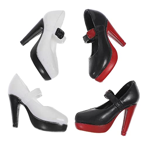 ERINGOGO 2 Paare Puppe High Heels Miniatur Zubehör winzig hoch Puppensocken kleines mit hohen Absätzen kleine Schuhe Puppenteile Puppenspielzeugschuhe Plastik von ERINGOGO