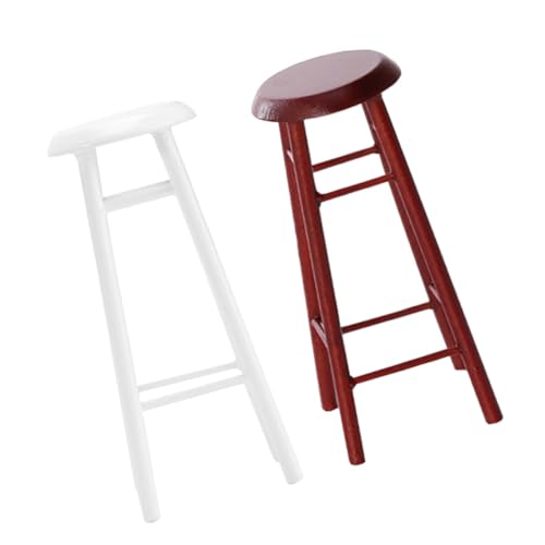 ERINGOGO 2 STÜCK Miniatur barhocker Holz Detailgetreuer DIY Puppenhausstuhl Vielseitige Miniaturmöbel für Puppenhaus Bastelzubehör für Kreative Wohn Barszenen von ERINGOGO