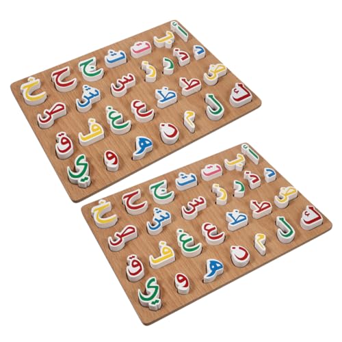 ERINGOGO 2 Sätze Arabisches Alphabet Holzpuzzle Lernspielzeug Buchstaben Zuordnen Pädagogisch Früherziehung Hand Auge koordination von ERINGOGO