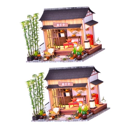 ERINGOGO 2 Sätze DIY Chinesischer Innenhof die chinesen Kinder bastelset Miniaturen Miniaturpuppenmöbel Spielzeug Ornament Hausmodell im chinesischen Stil DIY-Verzierung gebaut Dekorationen von ERINGOGO