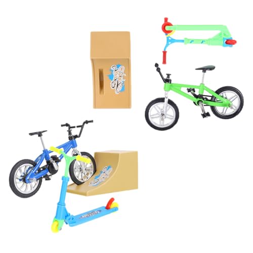 ERINGOGO 2 Sätze Finger Bike mit Rampe Mini Fingerscooter Aluminiumlegierung Kreatives Sportspielzeug für Tischspiel Fingerfertigkeit Training von ERINGOGO