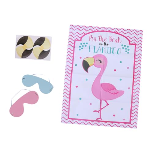 ERINGOGO 2 Sätze Flamingo Party Spiel Pin The Beak Aufkleber Kindergeburtstag Spiel mit Augenmaske Flamingo Wanddeko für Partyspaß von ERINGOGO
