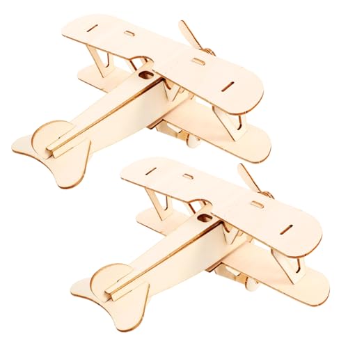 ERINGOGO 2 Sätze Holz Flugzeug Puzzle Modell Bausatz DIY Lernspielzeug Sicheres Glattes Holz Material Kompaktes Dekorationsspielzeug für Tisch Büro Schlafzimmer Geschenkidee von ERINGOGO