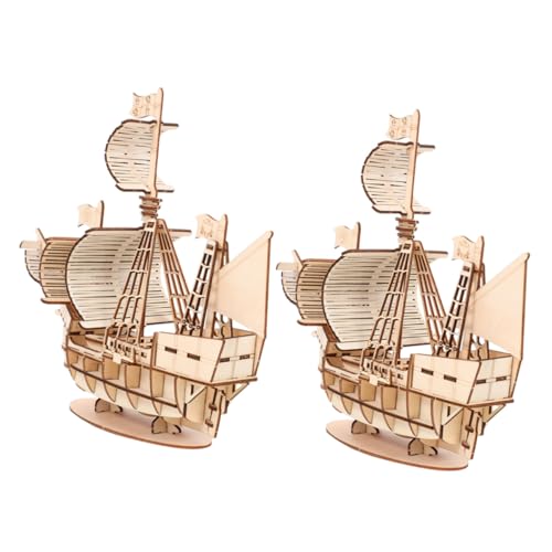 ERINGOGO 2 Sätze Holz Segelboot Puzzle Pädagogisches Set aus Holz Handgefertigtes Schiff Modell Dekoratives DIY Puzzle für Erwachsene von ERINGOGO