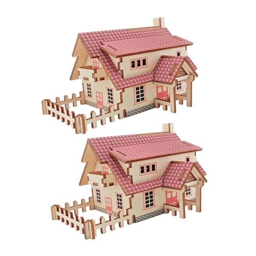 ERINGOGO 2 Sätze Holzpuzzle Spielzeug Rätsel Spielset aus Holz Hauspuzzle-Modelle Hausmodelle Häuser Puzzles zusammenbauen häuser zusammenbauen hölzern Kunsthandwerk Ornamente 3D von ERINGOGO