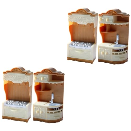 ERINGOGO 2 Sätze Kabinettofenmodell Schrankmodell Möbelmodell Spielzeug küche spielzeugküche Ornament Küchenschränke Kochbank-Modell Mikrolandschaftsmodelle Mini Kochutensilien Zähler Kind von ERINGOGO