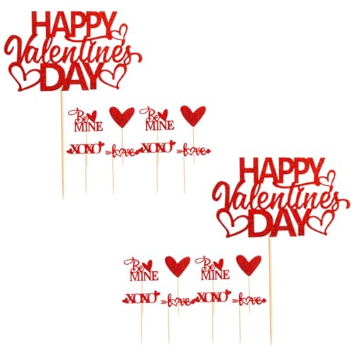 ERINGOGO 2 Sätze Kucheneinsätze Zum Valentinstag Party Birthday Cake Decoration Birthday Cake Topper Cupcake-topper Zum Valentinstag Dekorative Torteneinlagen Papier Rot 50 Stück * 2 von ERINGOGO