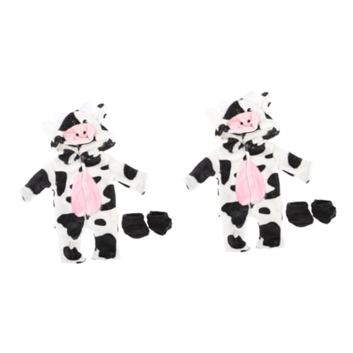 ERINGOGO 2 Sätze Kuh-Overall-Pyjama Puppenkleidung Nachthemd Decor Mädchen Pyjama Kleidung Babykleidung Jungs-Spielzeug Puppenzubehör Kuhkostüm die Kuh einstellen Kind Stoff von ERINGOGO