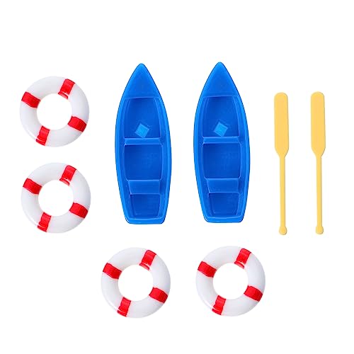 ERINGOGO 2 Sätze Marine dekorative Ornamente Miniatur-Strandmuscheln dekoratives Boot Miniatur-Boje -Kit Miniaturornament Einrichtung eines Strandzimmers kleine Boote Plastik Blue von ERINGOGO