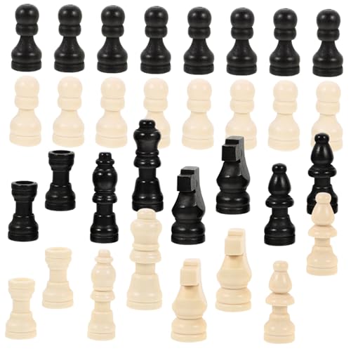 ERINGOGO 2 Sätze Mini Holz Schachfiguren Zweifarbig Klein Leicht Tragbar Für Schachbrett Ersatzteile Und Lernspielzeug von ERINGOGO