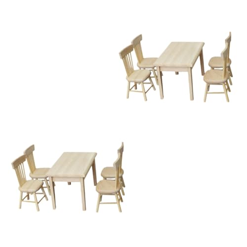 ERINGOGO 2 Sätze Mini-Möbeldekoration Puppenstubentisch und Stühle winzige Hausmöbel Spielzeug für Kinder kinderspielzeug Miniatur-Tischstühle Miniaturmöbel aus Holz Kleines Stuhl von ERINGOGO