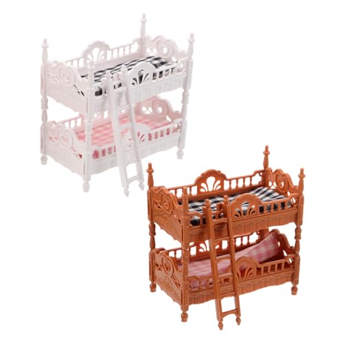 ERINGOGO 2 Sätze Miniatur Etagenbett Puppenhaus Möbel Realistisches Schlafzimmer Zubehör aus Stabilem Kunststoff und Stoff Kindgerechtes Rollenspiel für Kreatives Puppenhaus ERINGOGO 2 Sätze Miniatur Etagenbett Puppenhaus Möbel Realistisches Schlafzimmer Zubehör aus Stabilem Kunststoff und Stoff Kindgerechtes Rollenspiel für Kreatives Puppenhaus von ERINGOGO