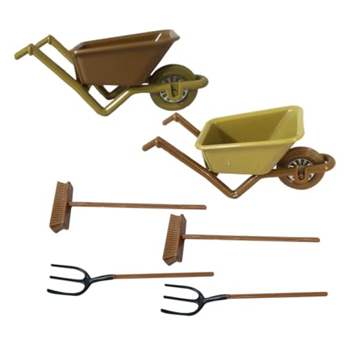 ERINGOGO Puppenhaus-Miniatur-gartenwerkzeug-Set 2 Sets Miniatur-farmwerkzeuge Schubkarren Für Kinderspielzimmer- Zufällige Farbe von ERINGOGO
