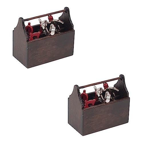 ERINGOGO 2 Sätze Puppenhaus-Modell Mini Werkzeugkoffer Hausmodell Toolbox Für Dollhouse Modellbausatz Puppenhausbauzubehör Dollhouse Dekorationen Zubehör Für Puppenhaus Braun Legierung von ERINGOGO