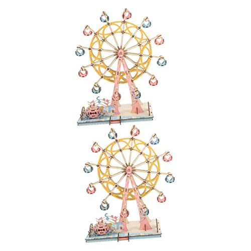 ERINGOGO 2 Sätze Riesenrad 3D-Puzzle Holzhandwerk für Erwachsene Fährenrad-Puzzle Rätsel für Erwachsene Kinder rätsel Kinderspielzeug Puzzles aus Holz Puzzlespiele von ERINGOGO