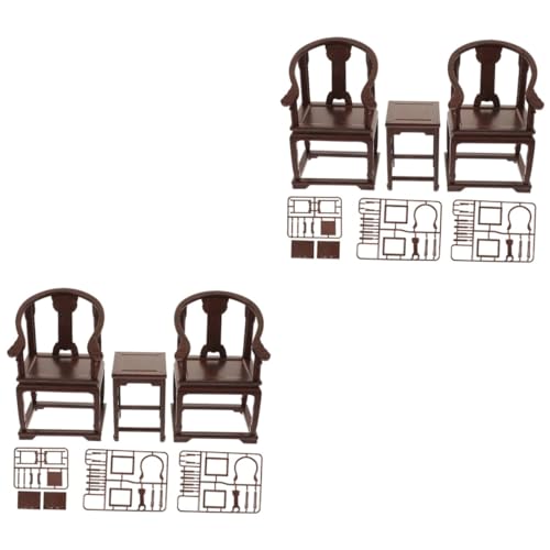 ERINGOGO 2 Sätze Simulationstisch Und Stuhl Vintage-Puzzle Chinesische Vintage Sessel Miniatur-Vintage-Sessel Spielhaus-Sessel Miniaturdekoration Modell Sessel Form Klassisch Kind Plastik von ERINGOGO