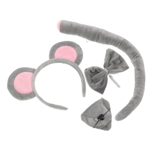 ERINGOGO 2 Sätze Weiche Maus Ohren Haarband Nase Fliege für Halloween Tierisches Cosplay Accessoire Leicht Bequem für Rollenspiele von ERINGOGO