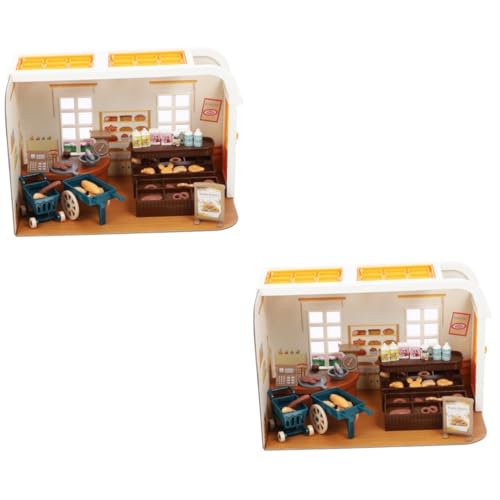 ERINGOGO 2 Sets Puppenhaus Spielzeug Küche Rollenspiel Bäckerei Diorama Geschenke Mini Möbel Miniatur Essen Für Puppen Kinder Rollenspiel Set Modelle Mini Essen Plastik von ERINGOGO