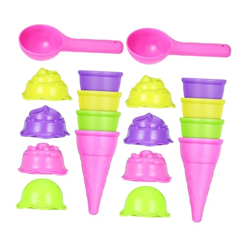 ERINGOGO 2 Sets Sandspielset Für Kinder, Eisdielen-Rollenspiel-Kollektion Mit Formen, Kugeln Und Stapelbaren Kegeln, Sandspielzeug Für Strand Und Garten Für Sommerspaß von ERINGOGO