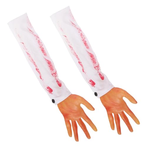 ERINGOGO 2 Stck. Gefälschte Handprops Halloween-Arm Zombie Halloween-Blut-Requisiten Halloween-Figuren gruselig simulierte Blutarmhände simulierte blutige Armhände Gummi von ERINGOGO
