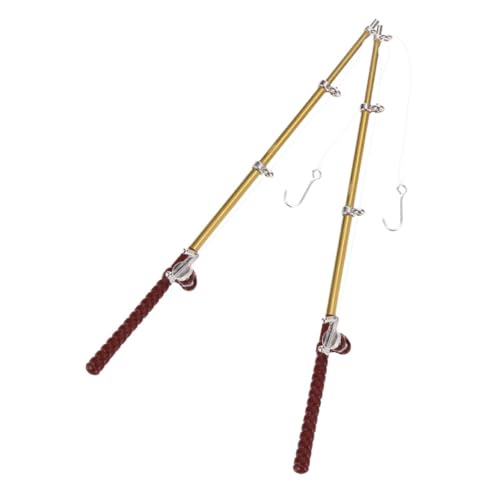 ERINGOGO 2 Stück Angelrutenmodell Spule fliegen Stangen Figur Bausatz Puppenhaus Zubehör Angelrute Mini-Angelroutenmodell Mini -Fischereistange Angelruten- Metall von ERINGOGO