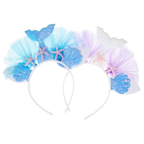 ERINGOGO 2 Stück Buntes Meerjungfrau Haarband mit Perlen für Halloween Karneval Party Damen Kopfschmuck Leicht und Langlebig für Kostümfest von ERINGOGO