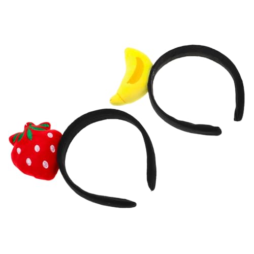 ERINGOGO 2 Stück Cartoon Obst Haarreifen Erdbeere Banane Haarband Leicht Robust Party Haar Accessoires für Halloween Weihnachten Livestream Cosplay von ERINGOGO