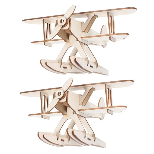 ERINGOGO 2 Stück DIY Holzflugzeug Modell Bausatz Bemalbar Kreatives Flugzeugspielzeug für Leicht Tragbar für Schule Familie und Reisen von ERINGOGO