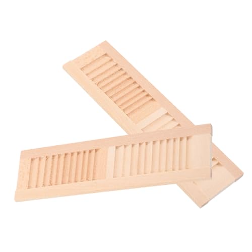 ERINGOGO 2 Stück Dekorative Mini Holz Fensterläden Teilig Puppenhaus Zubehör Realistische Miniatur Fensterläden für Puppenmöbel und Miniaturhäuser Desktop Deko von ERINGOGO