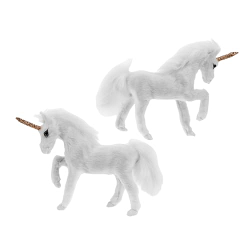 ERINGOGO 2 Stück Einhorn-Ornamente kleines Tiermodell Kuscheltiere für Mädchen süße Einhornfigur realistisches Tierspielzeug winzige Tierfiguren realistisches Tierstatue PVC Weiß von ERINGOGO