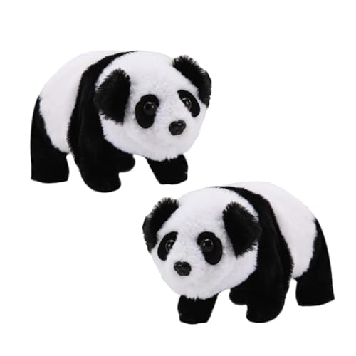 ERINGOGO 2 Stück Elektrisches Plüschtier Panda Interaktives Krabbelndes Kuscheltier Weiches Musik Tier Einfache Bedienung Langlebiges für Mädchen Jungen von ERINGOGO