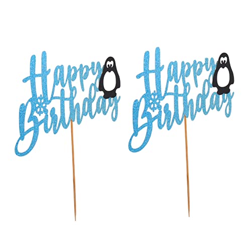 ERINGOGO 2 Stück Geburtstagsfeier Dekoration Cupcake-topper Mit Schneeflocken Pinguin-kuchen-einlegekarten Partyzubehör Für Geburtstagsparty Liefert Einlegekarten Papier von ERINGOGO