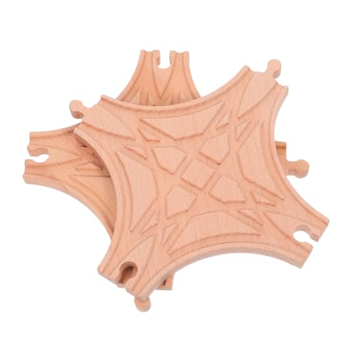 ERINGOGO 2 Stück Gleiszubehör Holzzug Bahngleis Holzstrecke Expansionszubehör Spurausdehnung Holz Spielzeugeisenbahnschienen Holzgleis-Szenen-Layout- Gebogene Spur hölzern Khaki von ERINGOGO
