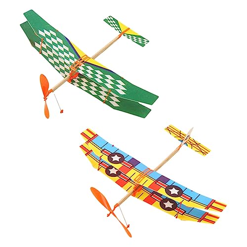 ERINGOGO Gummiband Flugzeugmodell 2 Stück Für Kinder Selbstgemacht Lernspielzeug Bausatz Für Kreative Flugzeuge Spielzeug Für Draußen Für Jungen Und Mädchen von ERINGOGO