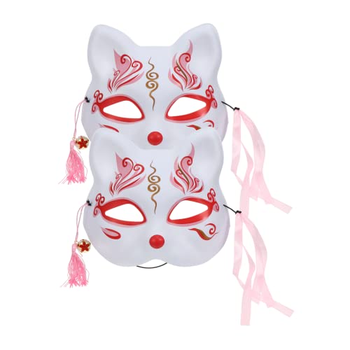 ERINGOGO 2 Stück Halbmaske Sakura Fuchsmaske Halloween Party Cosplay Kostüm für Erwachsene und Modisch Einzigartig Praktisch Sicher von ERINGOGO