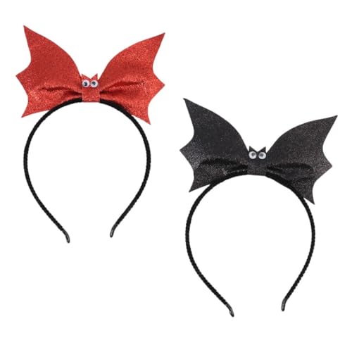 ERINGOGO 2 Stück Halloween Fledermaus Haarreif mit Glitzer Dekor Stirnband für Damen und Jugendliche als Kostüm Accessoire für Halloween Party Karneval und Cosplay von ERINGOGO