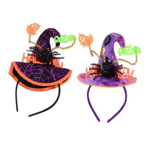 ERINGOGO 2 Stück Halloween Haarreif Spinnen Hexenhut Kopfschmuck für Erwachsene Elastisches Halloween Haarband für Party Maskerade Karneval und Festliche Anlässe von ERINGOGO