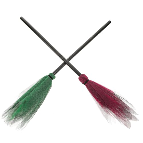 ERINGOGO 2 Stück Halloween Hexenbesen Bunter Hexenbesen Deko Besen Halloween Party Dekoration Maskerade Requisiten für und Bühnenkulisse Zufällige Farbe von ERINGOGO