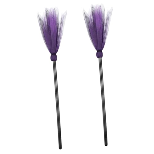 ERINGOGO 2 Stück Halloween Hexenbesen Cosplay Besenstiel Leicht und Glatt für Hexenparty Kostüm Requisiten Deko für Gruselmaskerade Bühnenauftritt und Festlichkeiten von ERINGOGO