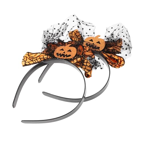 ERINGOGO 2 Stück Halloween Kürbis Haarreifen mit Schleife Kreativer Haarschmuck für Kostüm und Themenpartys Festliche Stirnbänder für Erwachsene Halloween Dekoration von ERINGOGO