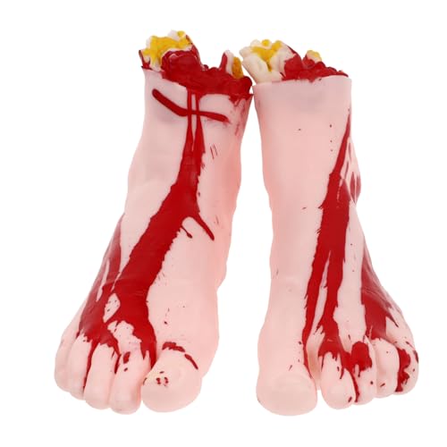 ERINGOGO 2 Stück Halloween Party Deko Realistische Blutige Fake Füße Gruselige Halloween Requisiten Für Party Zubehör Und Haunted House Dekoration von ERINGOGO